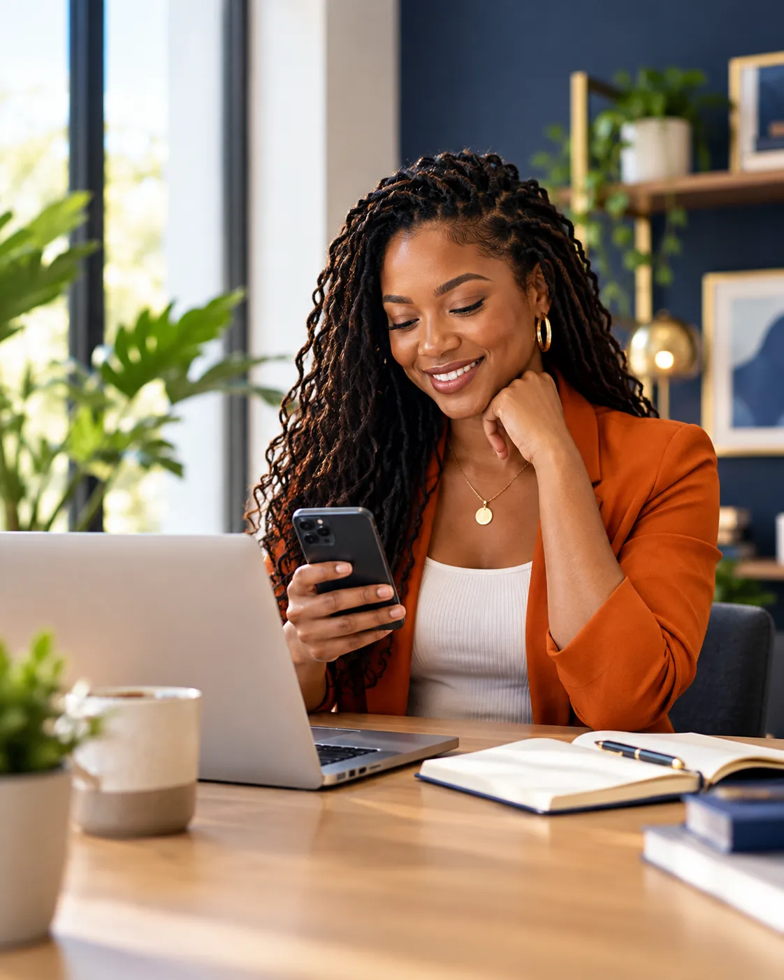 Small business owner in East Metro Atlanta managing client requests with practical digital tools