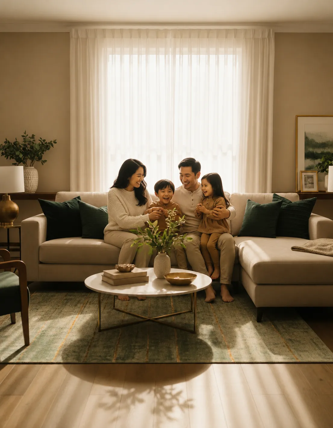 Happy family enjoying their vibrant living space