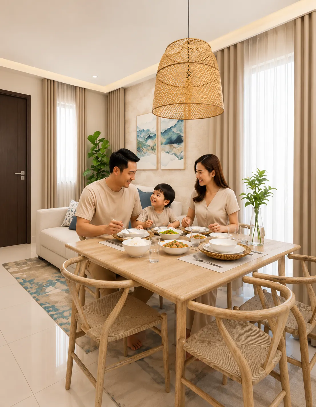 A warm family moment inside the welcoming environment of La Sonrisa