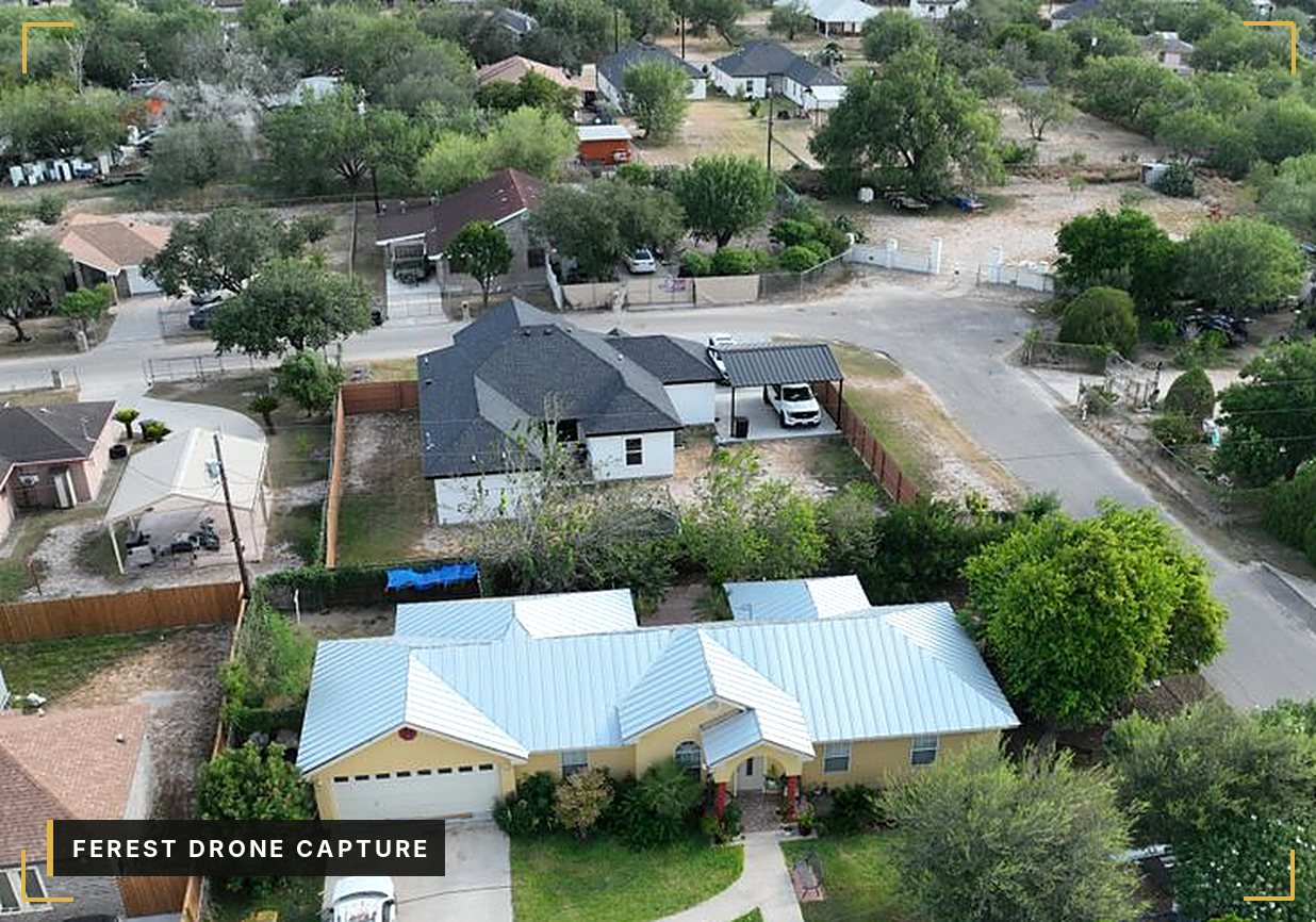 Drone photo of a FEREST roof project in the Rio Grande Valley