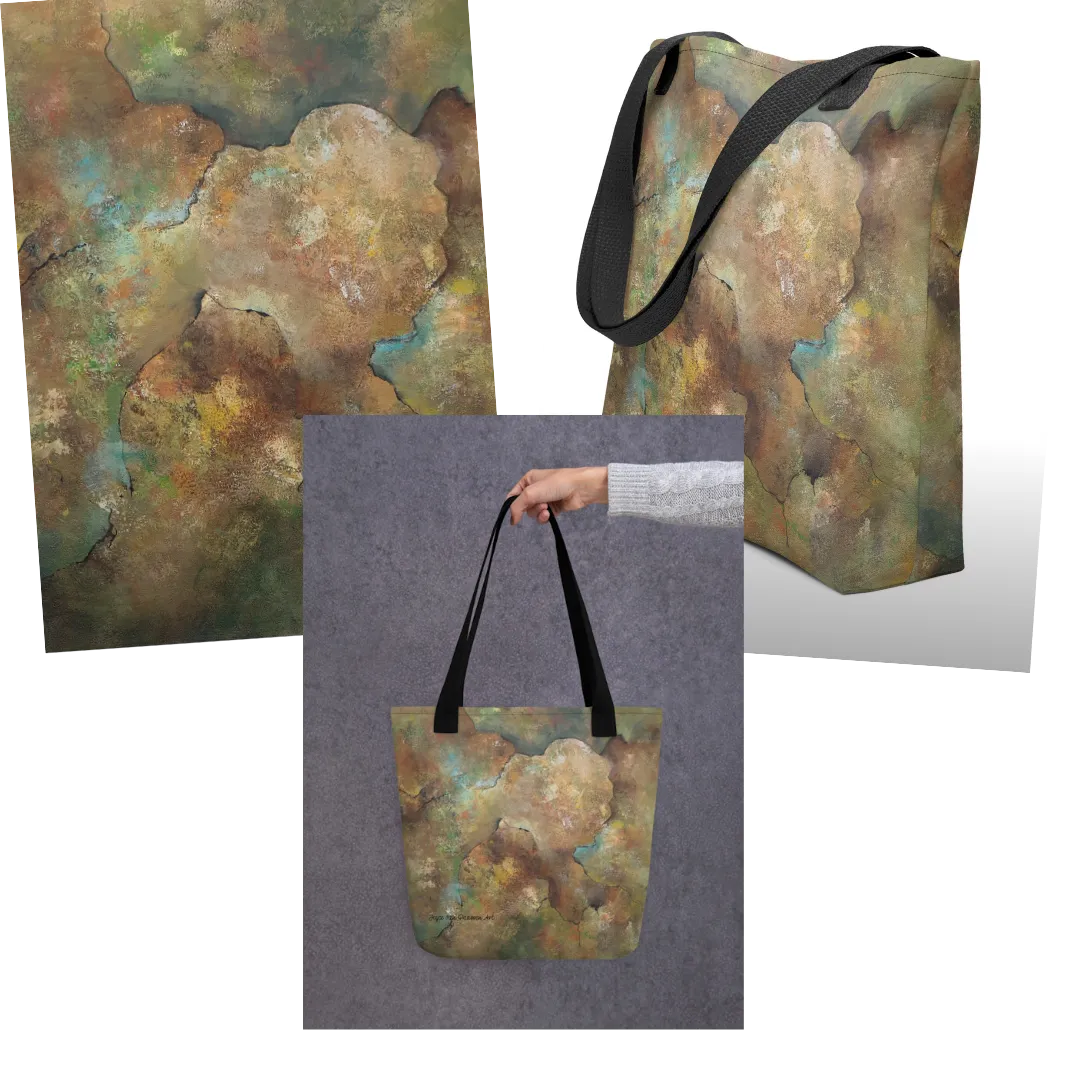 Tote bag met full print van mijn Rusted and Weathered schilderij