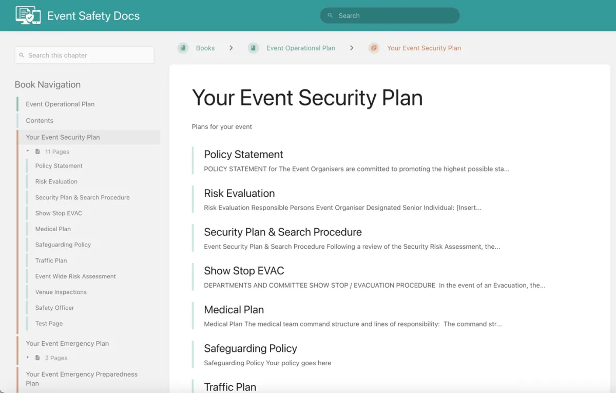 Reviewing your security event plan to ensure all safety measures, emergency protocols, and staff roles are clearly defined and in place.