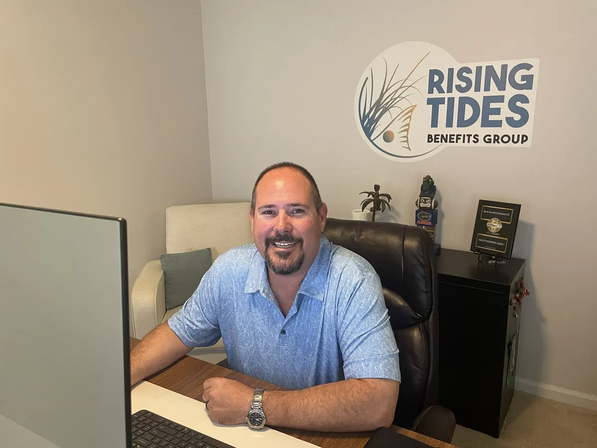 Brian Sesniak, founder of Rising Tides Benefits Group, at his office in St. Augustine, FL.