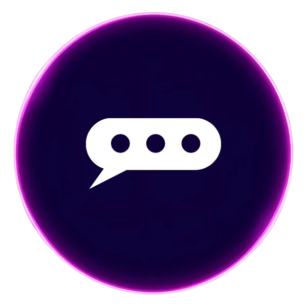 A purple circle with an icon in the middle that shows a message box