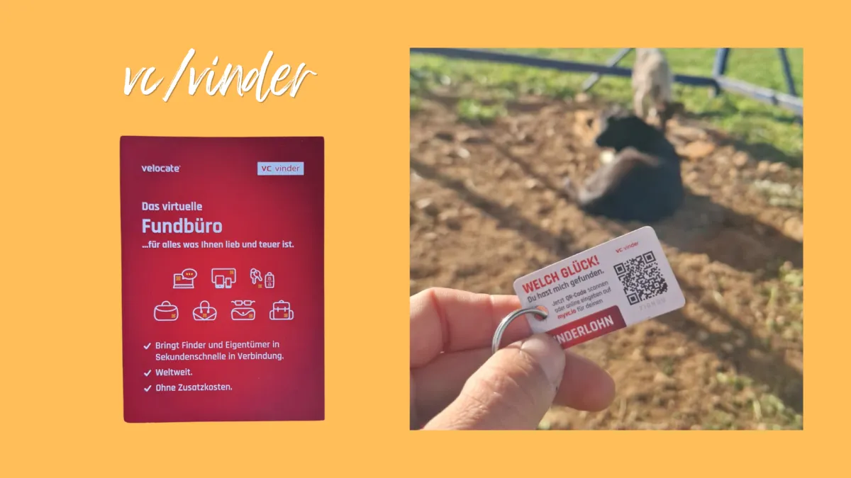 Velocate vc|vinder im Praxiseinsatz. QR-Code Schlüsselanhänger verbindet Finder und Eigentümer anonym und hilft dabei, verlorene Gegenstände auf Reisen, beim Camping und im Vanlife wiederzufinden.