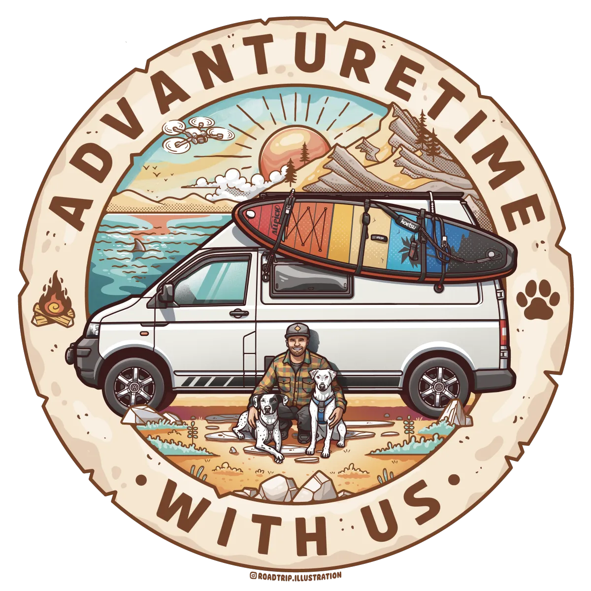 adVANturetime with us Logo – Vanlife mit Hund in Europa, VW Camper, zwei Hunde, Reisen, Camping, Outdoor-Abenteuer und Roadtrips.