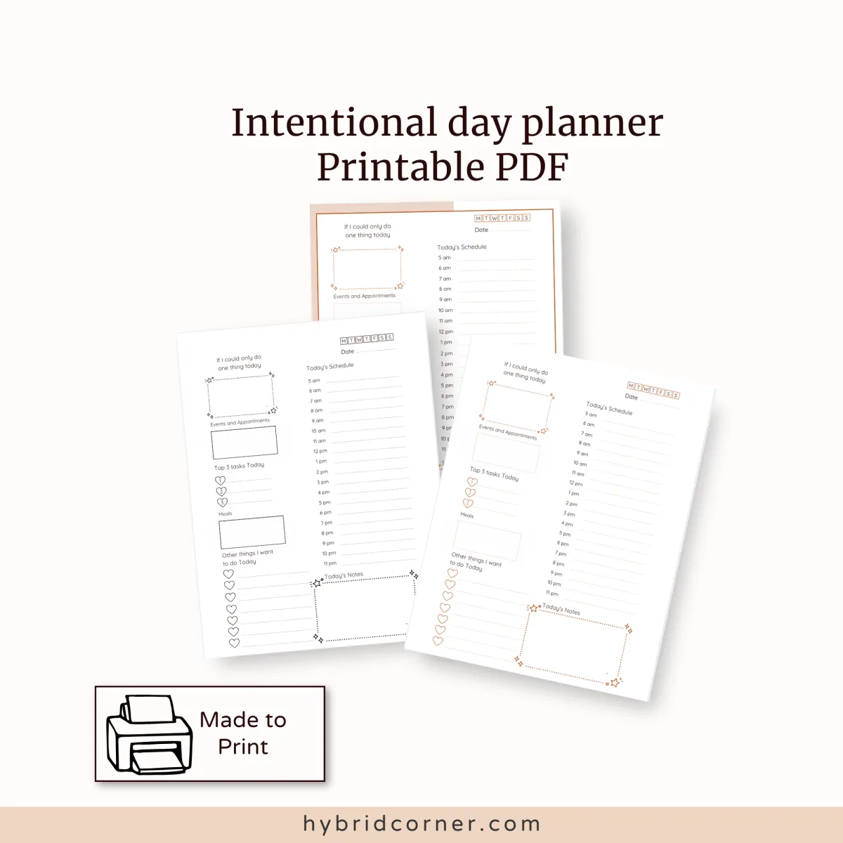 An iMac and iPhone showcase a Running To do List Notion Template, perfect for managing tasks and projects. Above: the template title. Bottom left: a box with the Notion logo and "Made for Notion." Website hybridcorner.com below.