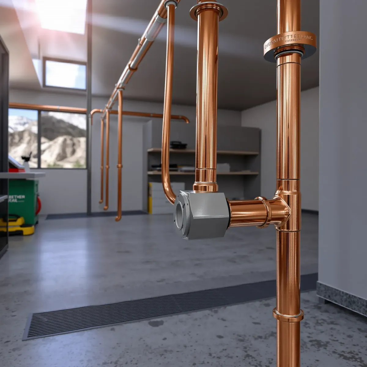 Close-up of a well-maintained emergency plumbing system with copper pipes and fixtures in a modern utility room in Red Cliff, CO.