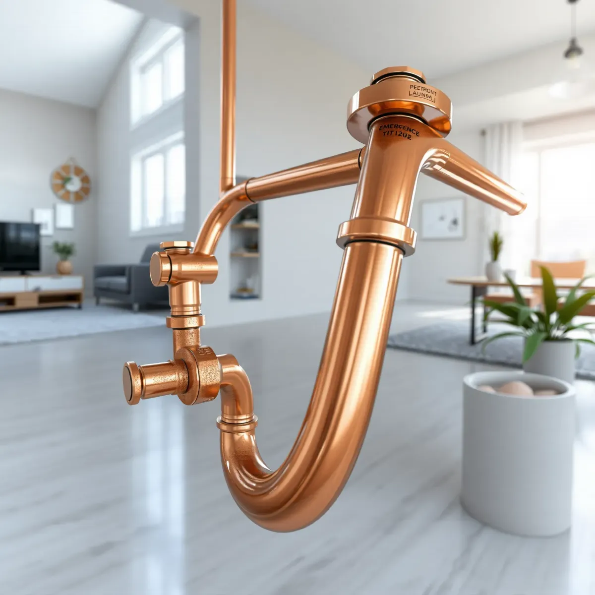 Completed emergency plumbing repair in Basalt, CO featuring copper pipes, fittings, and a clean work site.