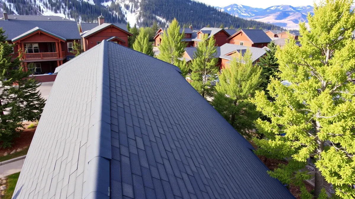 Roof Leaks projects in Breckenridge, CO showcased with workers repairing and inspecting the damaged roof.