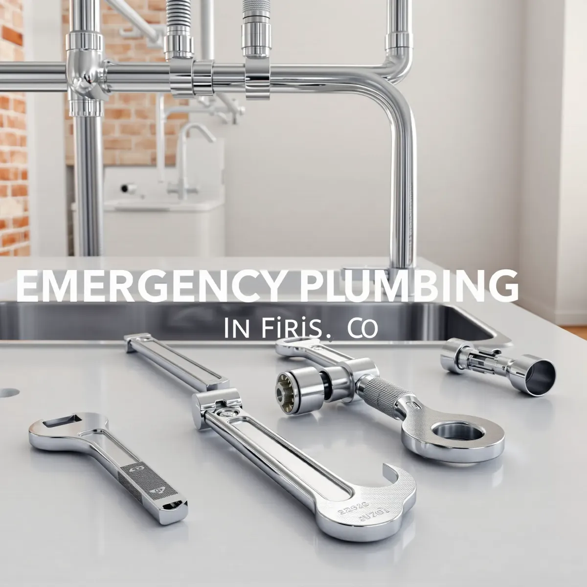 Completed emergency plumbing setup in Frisco, CO with tools, shiny pipes, fittings, and polished fixtures in a modern space.