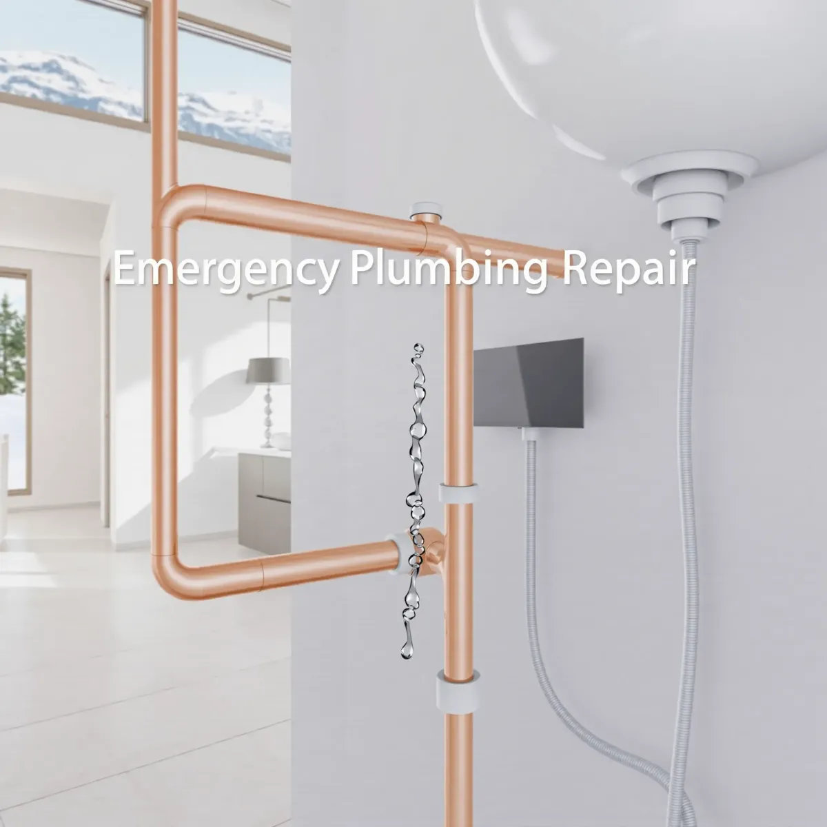 Completed emergency plumbing repair in Wildernest, CO featuring copper pipes, modern fixtures, and professional craftsmanship.