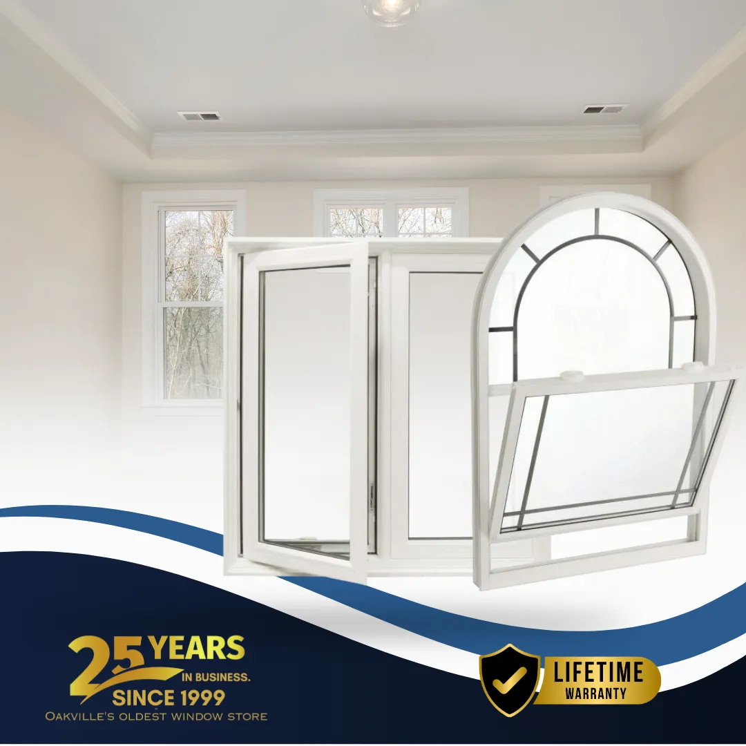 Vinyl window options including a casement window with a lifetime warranty offered by Fasada Windows and Doors.