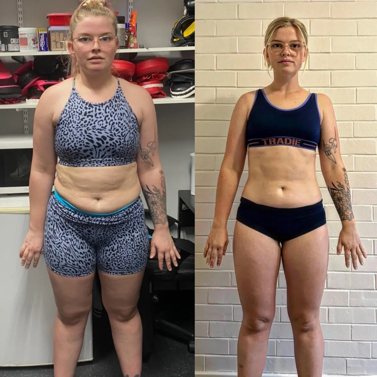 Transformation before and after split frame for Sarah K.