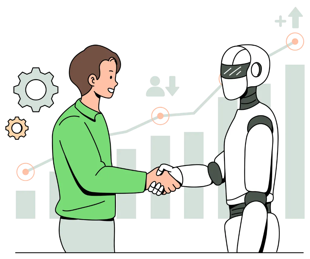 A MacBook with lines of code on its screen on a busy desk