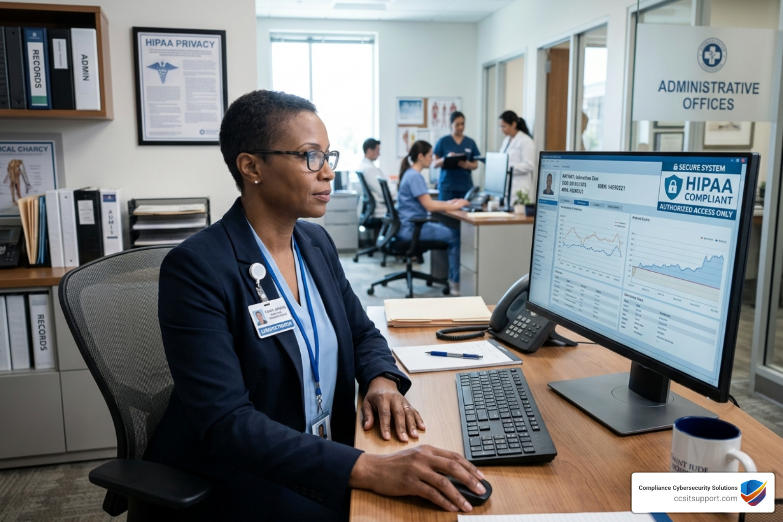 HIPAA consulting services healthcare administrator reviewing digital patient records - hipaa consulting services