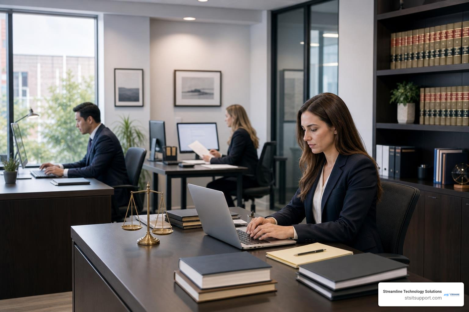 IT support for legal sector - modern law office with technology