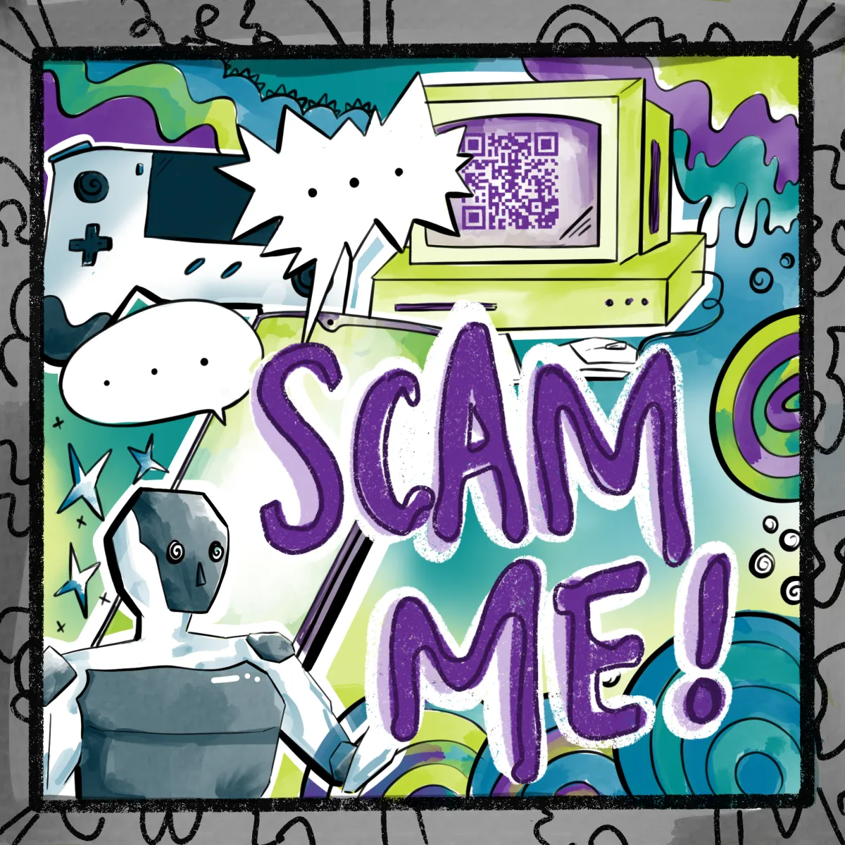 Scam Me podcast logo artwork.