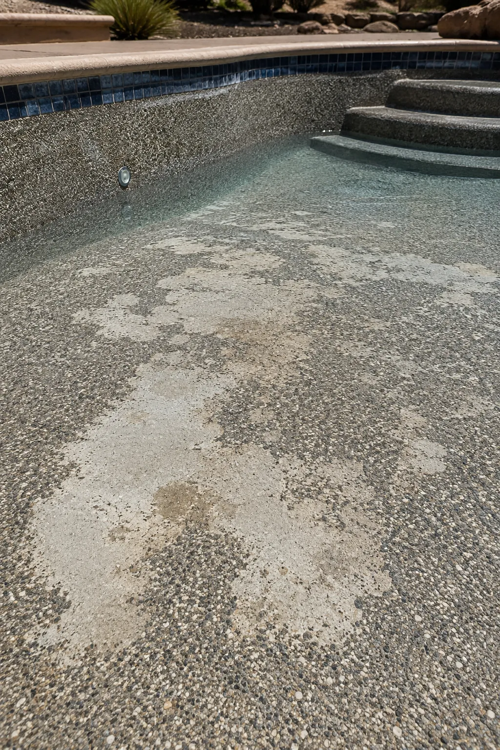 Worn and rough Pebble Tec pool surface in Lake Havasu City