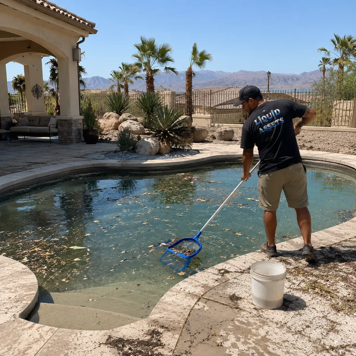 Post-storm wind and dust pool cleanup in Lake Havasu City