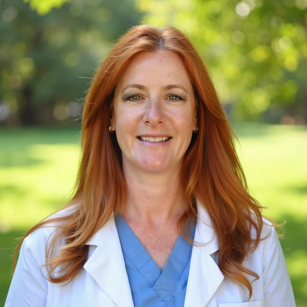 Dr. Sheri Erwin, DNP, FNP-C, professional portrait, modern office, 1:1 aspect ratio