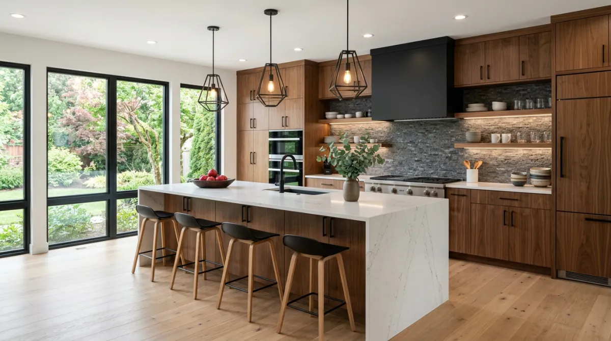 Kitchen renovation in Tulsa featuring white shaker cabinets and large center island