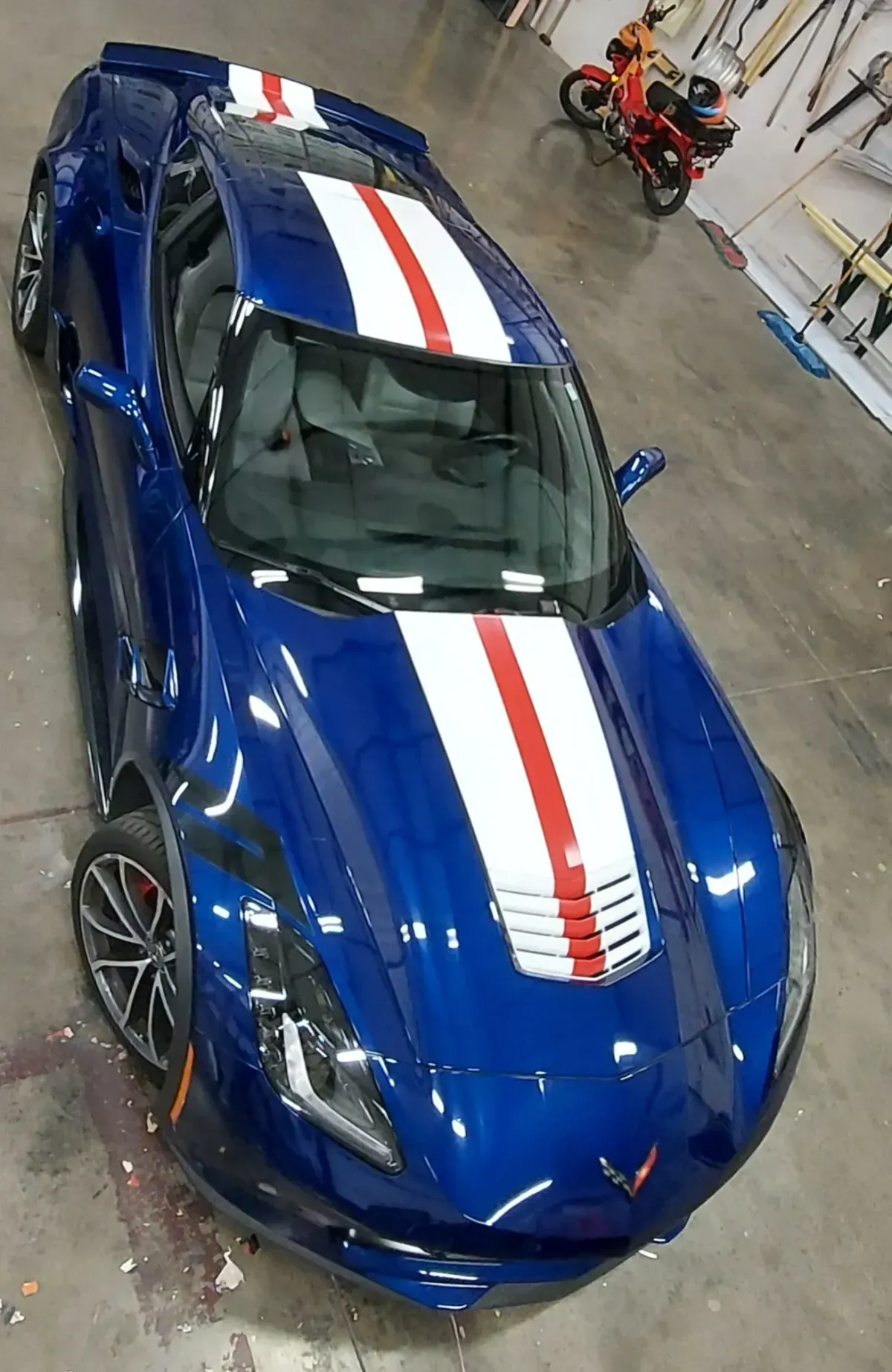 Corvette with graphic wrap stripes