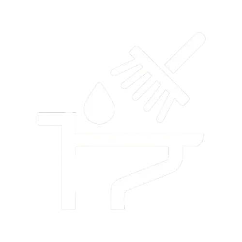 Icon depicting a brush cleaning a surface with a droplet, representing solar panel cleaning services by One Sun Solutions.