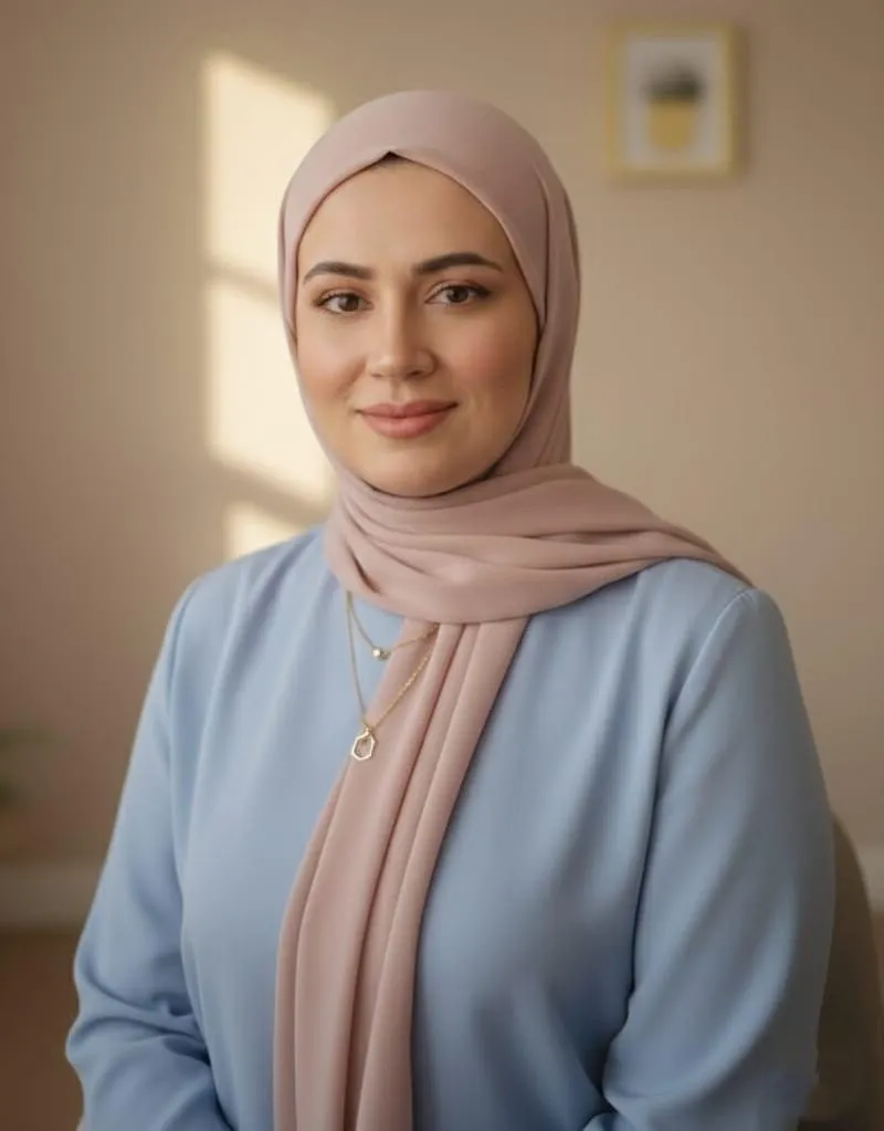 صورة مدرّبة متخصصة في تربية الأطفال بابتسامة هادئة