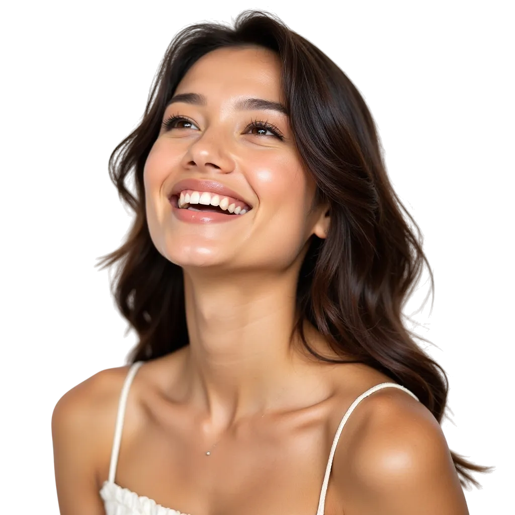 A happy customer smiling to the amazing service provided by a Cosmetic Dental business.