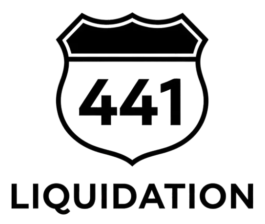 A image of the 441 logo with a street sign as the frame for the numbers. Liquidation at the bottom-Liquidation means discounted or cheaper goods.