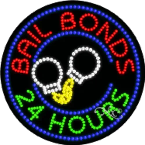 24 hour bail bonds flashy sign