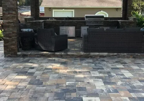 outdoor kitchen with pavers n Lakeland, FL