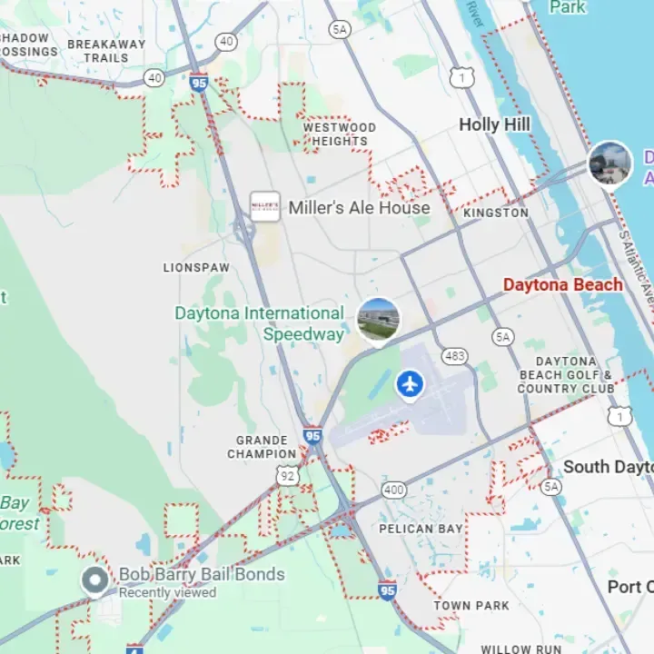 Map of Daytona Beach, FL – Bail Bonds Service Area by Bob Barry Bail Bonds