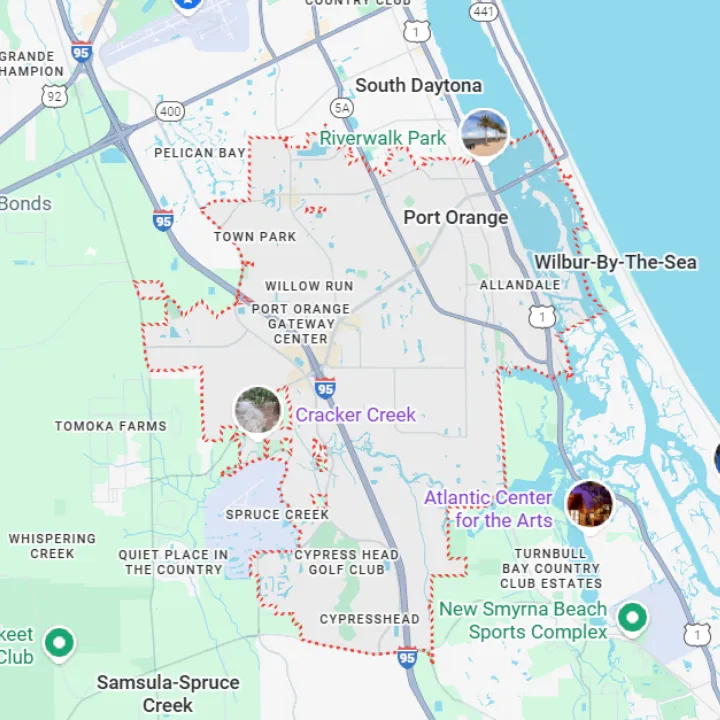 Map of Port-orange, FL – Bail Bonds Service Area by Bob Barry Bail Bonds