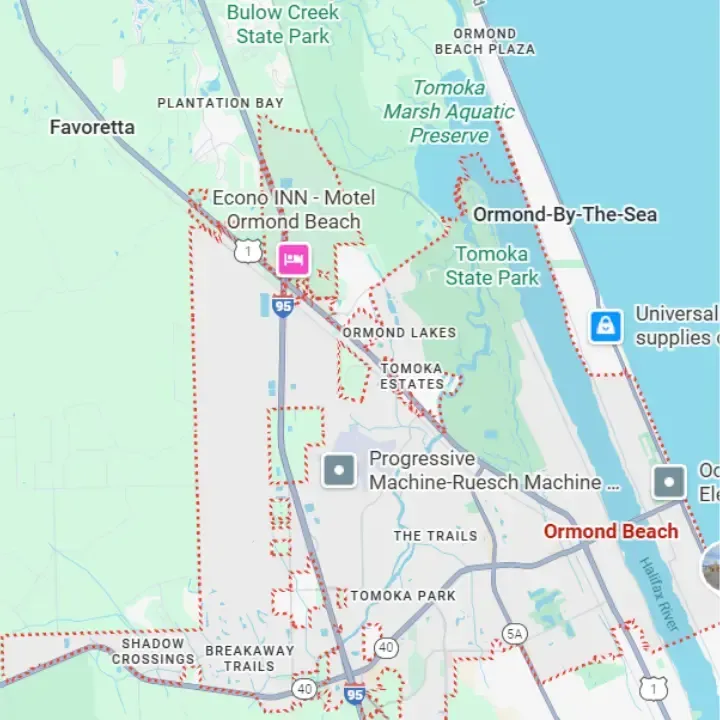 Map of Ormond Beach, FL – Bail Bonds Service Area by Bob Barry Bail Bonds