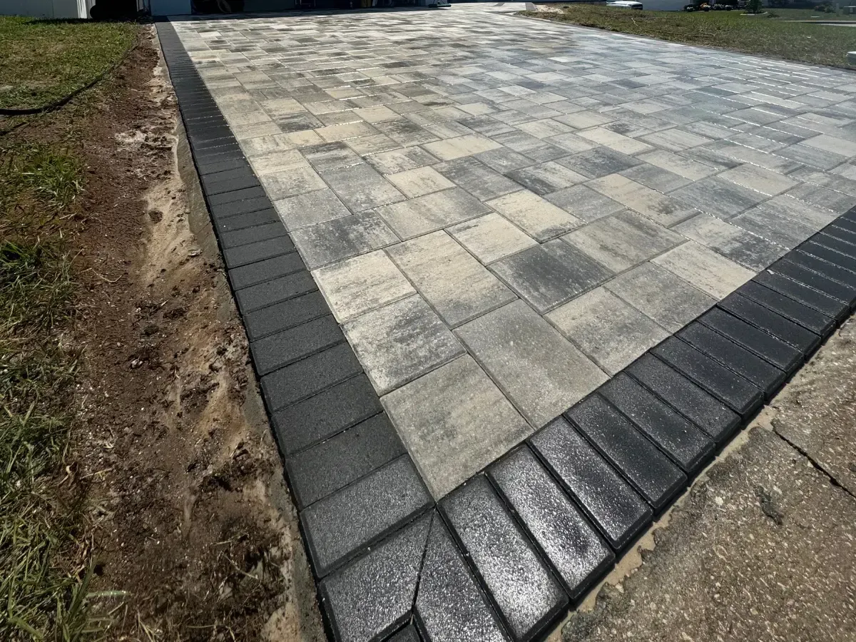 Brick paver driveway installation in Lakeland, Florida