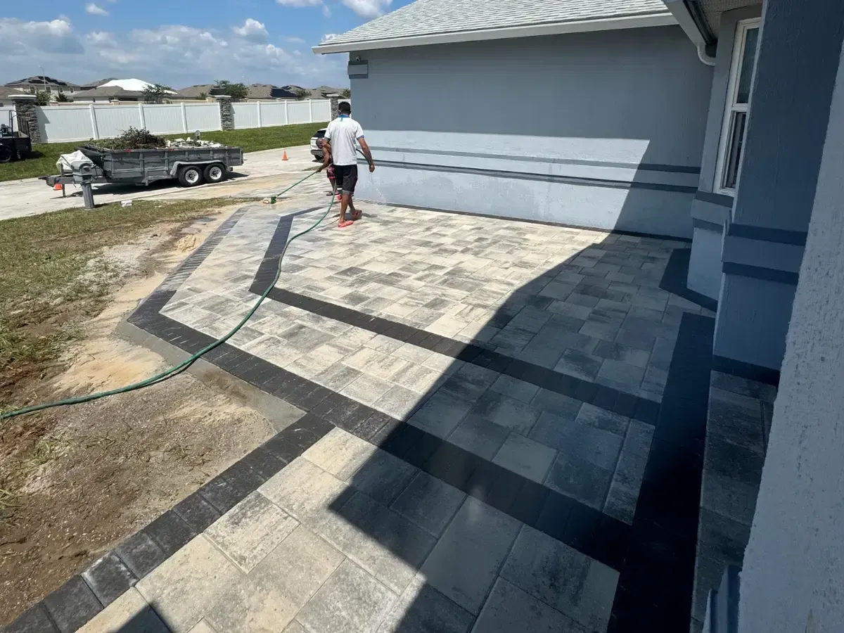 Brick paver driveway installation in Winter Haven, Florida