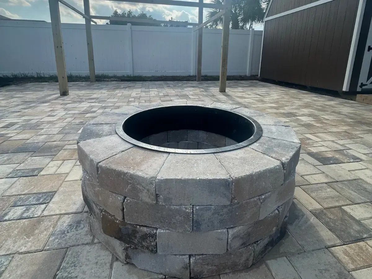 fire pit paver installation in Winter Have