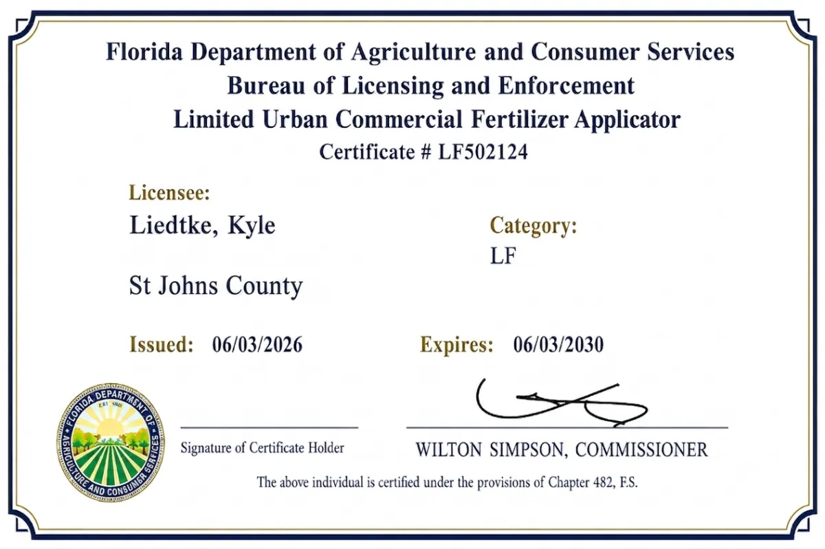 State-Certified Landscaping & Lawn Care Professionals in St Augustine