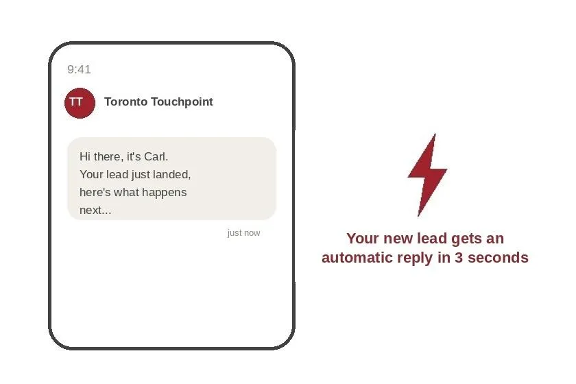 Toronto Touchpoint Marketing automated lead text message example