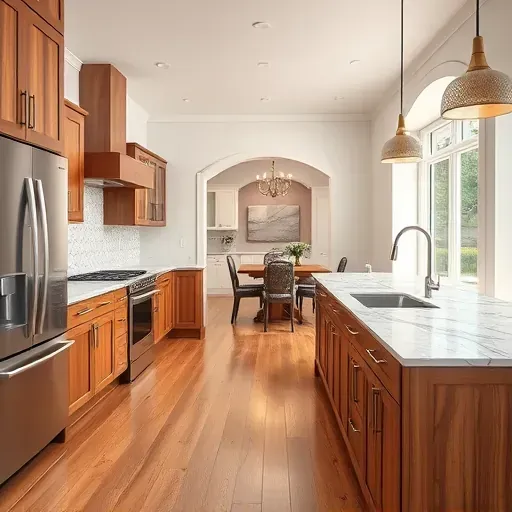 Remodeled Danville KY kitchen with high-end appliances marble countertops custom cabinets natural light hardwood floors and decorative backsplash