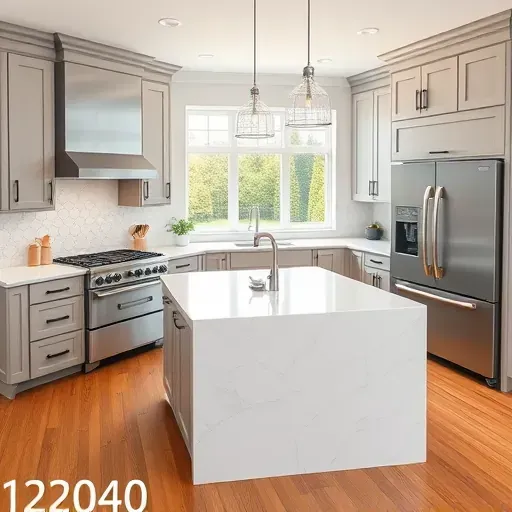 Remodeled Nonesuch KY kitchen with matte black cabinets, white marble island, stainless steel appliances, hardwood floors, and natural light