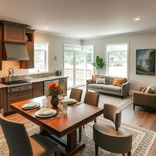Modern kitchen remodel in Lockport KY featuring stainless steel appliances and custom cabinetry with inviting dining area.