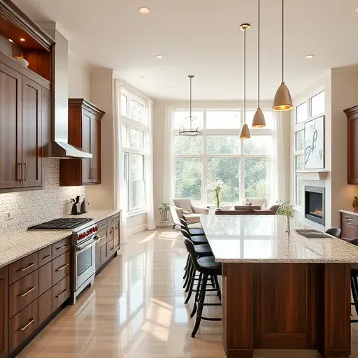 Modern remodeled kitchen in Eminence KY with high-end appliances, granite countertops, custom cabinetry, and natural light.