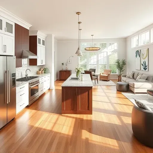 Modern kitchen remodeling in Smithfield KY with sleek appliances, granite countertops, and elegant decor accents.