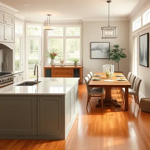 Renovated kitchen in Perryville KY featuring elegant cabinetry, polished granite island, and stainless steel appliances.