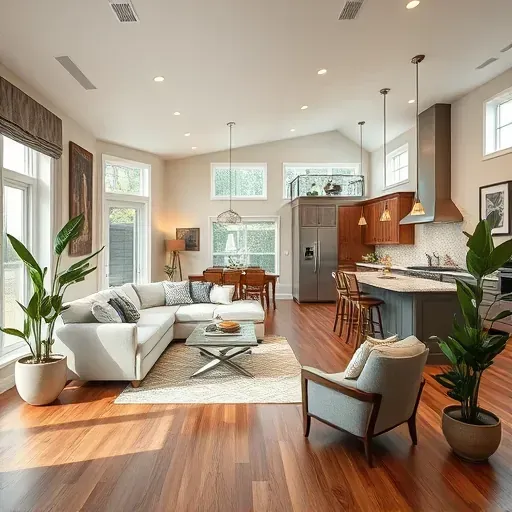 Remodeled living space in Smithfield KY featuring open floor plan, modern decor, and inviting atmosphere with plants.