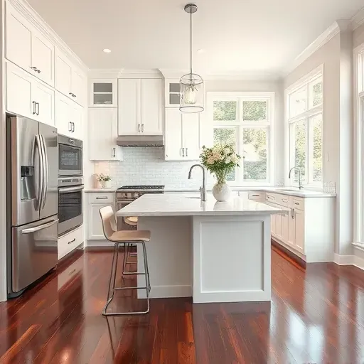 Modern kitchen remodel in Lockport KY featuring sleek quartz countertops, stainless steel appliances, and elegant design elements.