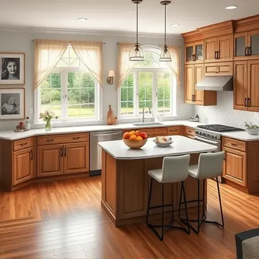 Stunning remodeled kitchen in Taylorsville KY with wooden cabinets, marble countertops, and stylish decor.